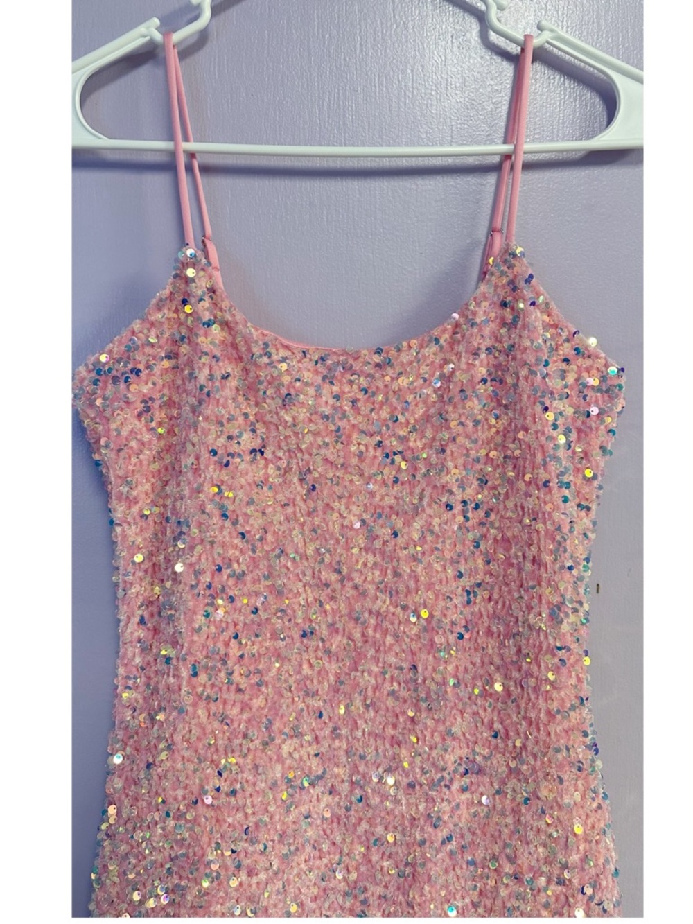 Lucy in the Sky Pink Sequin Mini Bodycon Dress Sleeveless Size S - Picture 3 of 8